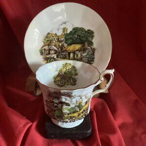 Elizabethan Staffordshire English Cottages Fine Bone China Cup & Saucer